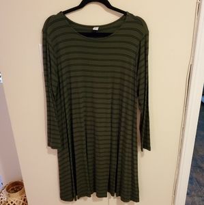Old Navy XL Olive Striped Swing Dress